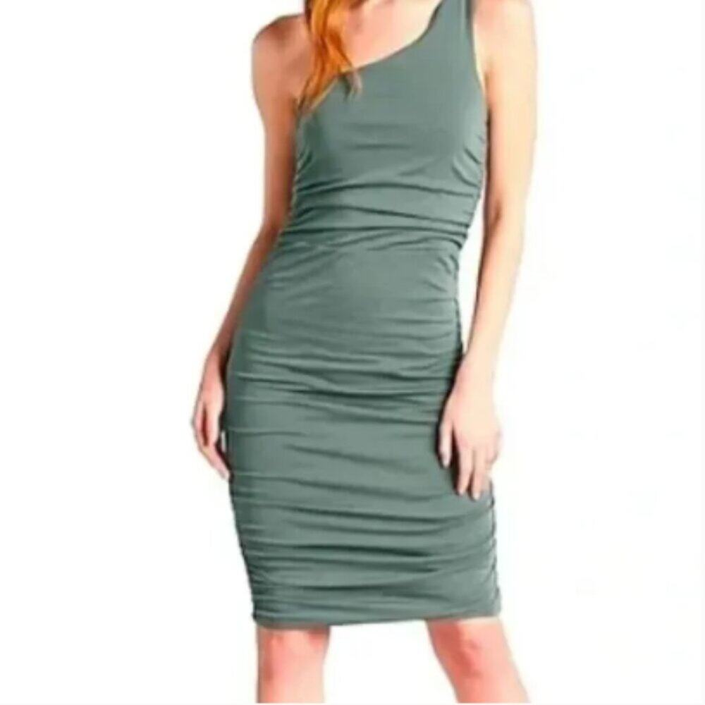 NWOT, Express • Body Contour One Shoulder Ruched Mini Bodycon Dress, Size XS